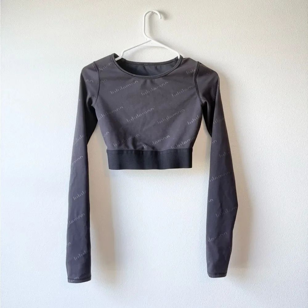 Lululemon Wunder Train Crop LS Emboss - Picture 2 of 5